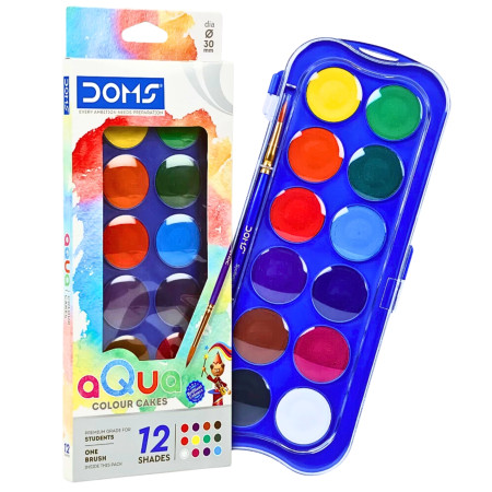 Doms Aqua Water Colour Cake (Small) - 12 Shades, 23mm