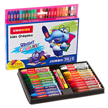 Unokids Wax Crayons Jumbo - 24+2 Shades