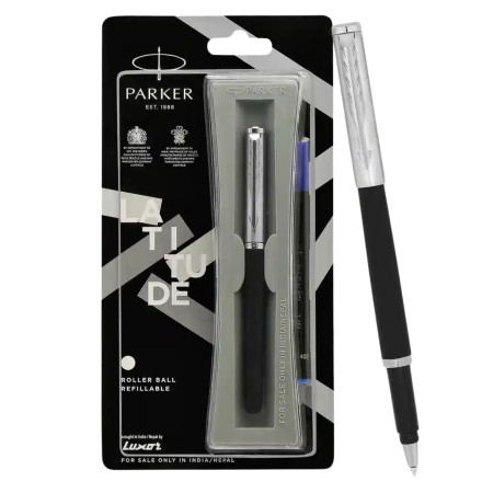 Parker Latitude Matte Metallix Chrome Trim Roller Ball Pen (MRP - Rs. 270)