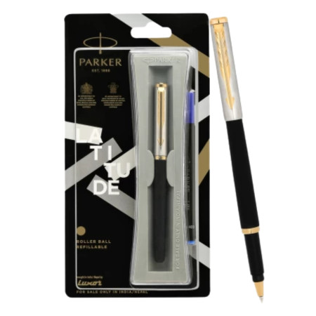 Parker Latitude Matte Metallix Gold Trim Roller Ball Pen (MRP - Rs. 290)