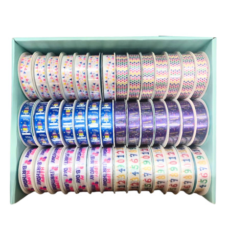 Happy Birthday Design Multicolour Premium Ribbons (9909)