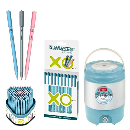 Hauser XO Ball Pen - Assorted 1200 pcs, Free 1 pcs Coolwave Water Jug