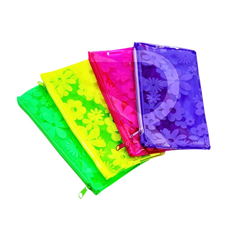 Flower Printed Pencil Zipper Pouch (A08 Jelly)