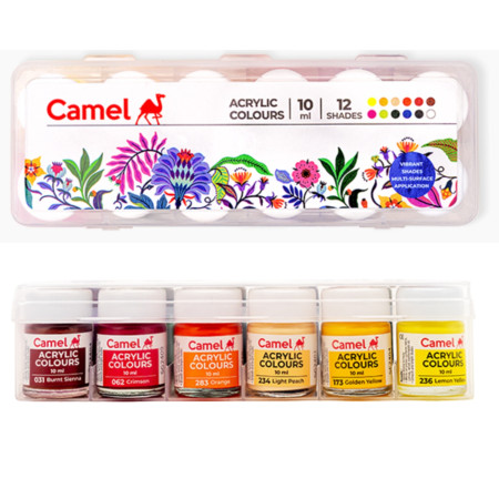 Camel Acrylic Colours 10ml - 12 Shades