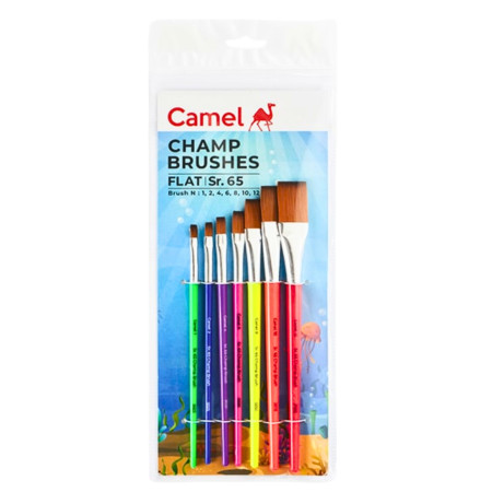 Camel Champ Lite Brushes Flat - Assorted ( Pack of 7 )