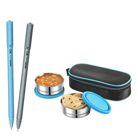 Hauser Xo Ball Pen - Assorted 400 pcs. Free Flair Lunchmate SS 2 Stainless Steel Lunch Box worth MRP Rs. 499 /-