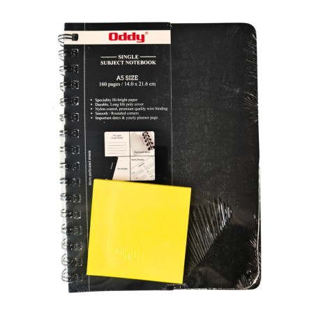 Oddy A5 Wiro Notebook Single Line with Sticky Notes - 160 Pages (WNP-A5-160)