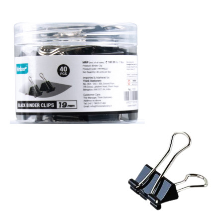 Kinbor Binder Clip – 19 mm (Pack of 40 Pcs)