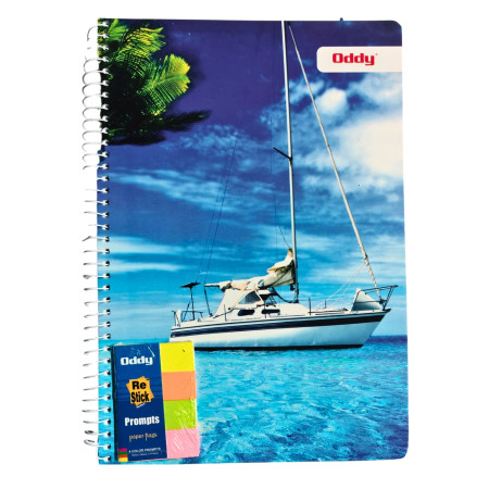 Oddy A4 Spiral Single Line 5 Subject Notebook with Sticky Notes - 300 Pages