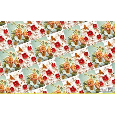Gift Wrapping Paper - Mix Flower Print, Pack of 25 Sheets 70x48cm - 5248