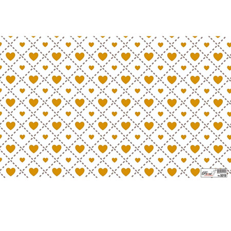 Gift Wrapping Paper - Golden Heart Print, Pack of 25 Sheets 70x48cm - 5019