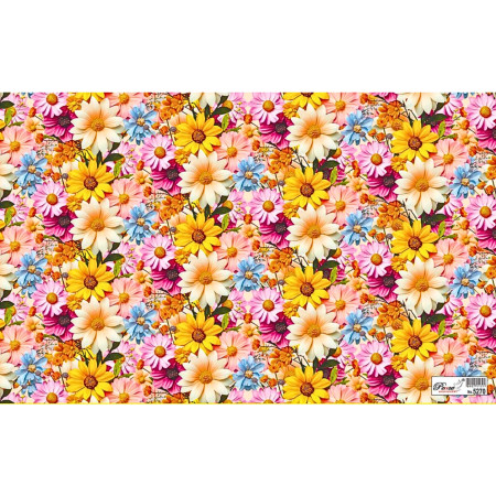 Gift Wrapping Paper - Multicolour Flower Print, Pack of 25 Sheets 70x48cm - 5270