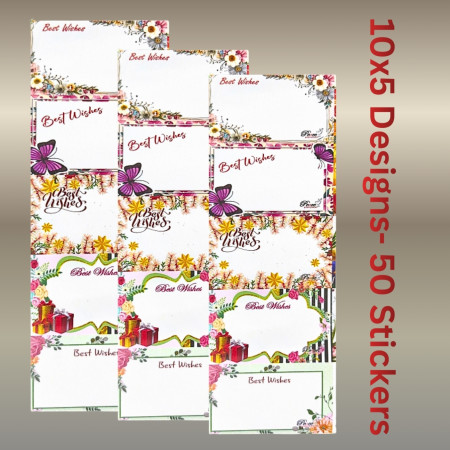 Best Wishes Stickers 10x5 Designs - 50 Stickers
