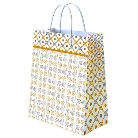 Gold & Silver Leaf Print Paper Bag (Large)- GS-L-101