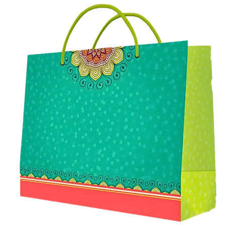 Green Mandala Art Print Paper Bag (Horizontal-Medium) - MH-005