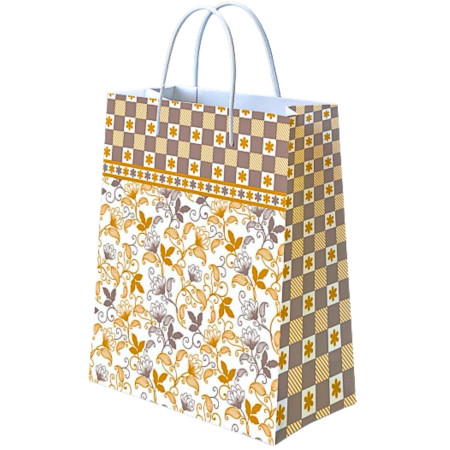 Gold & Silver Flower Print Paper Bag (Small) - GS-S-101