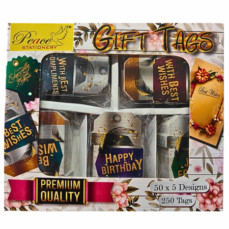 Platinum Grey Best Wishes Gifting Tags 50x5 Designs - 250 Tags