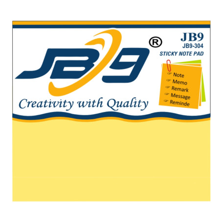 JB9 Yellow Sticky Note Pad - 76x101mm (3x4inch) - 304