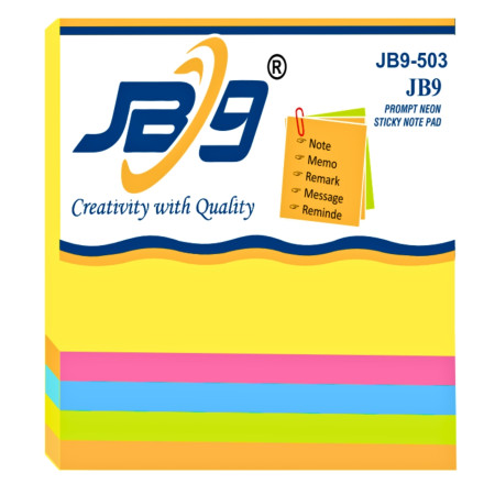 JB9 Neon Mix Sticky Note Pad - 76x76mm (3x3inch) - 503