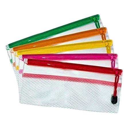 JB9 A6 Net Transparent Zipper Pencil Pouch
