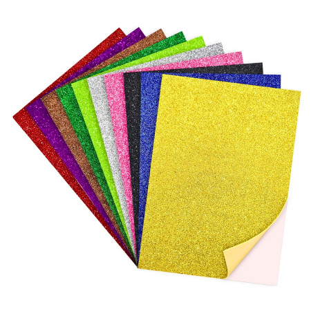 JB9 Glitter Sheet A4 - Self Adhesive - Pack of 10 Mix Colour - 158