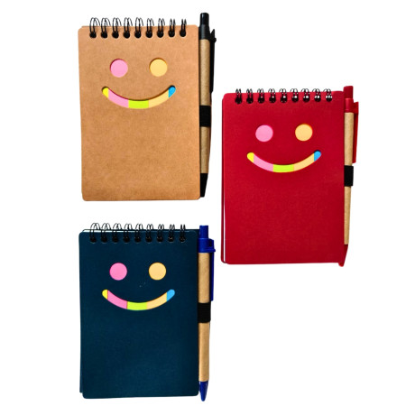 Myly Smiley Spiral Diary with Sticky Notes & Pen (JX005)
