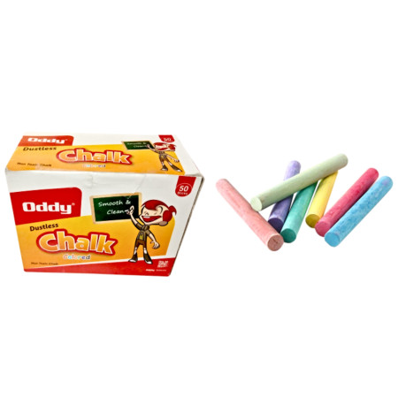 Oddy Colored Dustless Chalk - Pack of 50