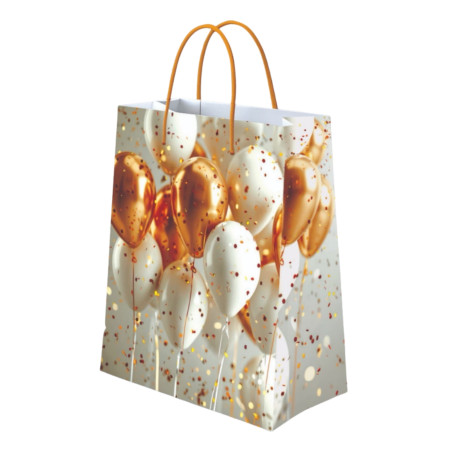 Gold & Silver Balloon Art Print Gift Paper Bag (Small)- S-136