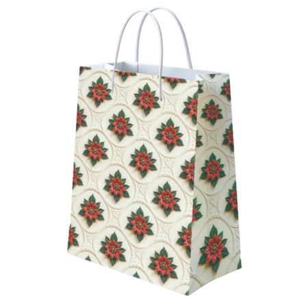 Flower Print Paper Bag (Meduim)- M-6001