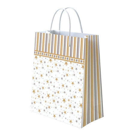 Gold & Silver Star Print Paper Bag (Small) - GS-S-102