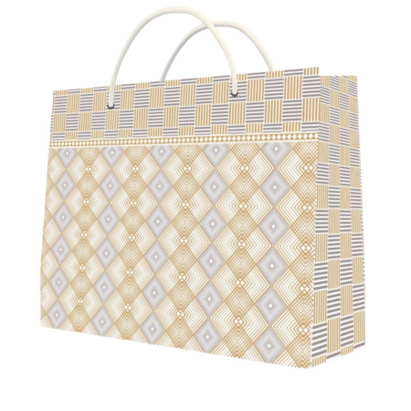Gold & Silver Inter Locking Pattern Art Print Paper Bag (Horizontal-Medium)- GS-MH-103