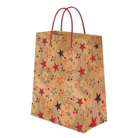 Khakhi Star Art Print Paper Bag (Small)- SK-10
