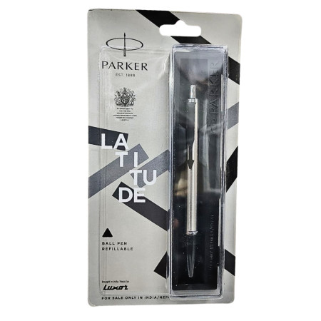 Parker Latitude Stainless Steel Coated Clip Ball Pen - LA007 (MRP - Rs. 250)