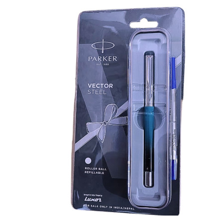 Parker Vector Steel Chrome Trim Roller Ball Pen - VS029 (MRP - Rs. 450)