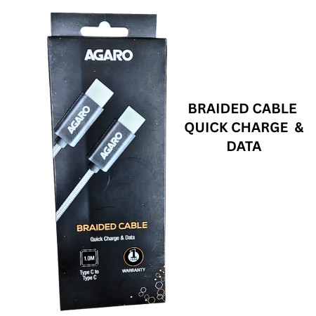 Agaro Blaze Type C To Type C Charging & Data Braided Cable 1.0m