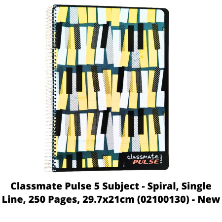 Classmate Pulse 5 Subject - Spiral, Single Line, 252 Pages, 29.7x21cm (02100130) - New