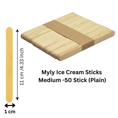 Myly Ice Cream Sticks Medium -50 Stick (Plain)
