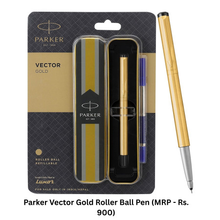 Parker Vector Gold Roller Ball Pen (MRP - Rs. 900)